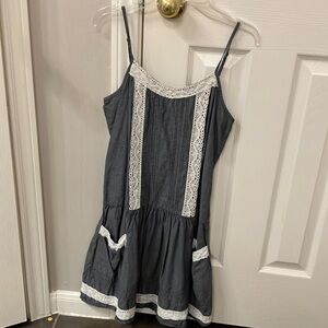 Gray knitted spaghetti strap dress